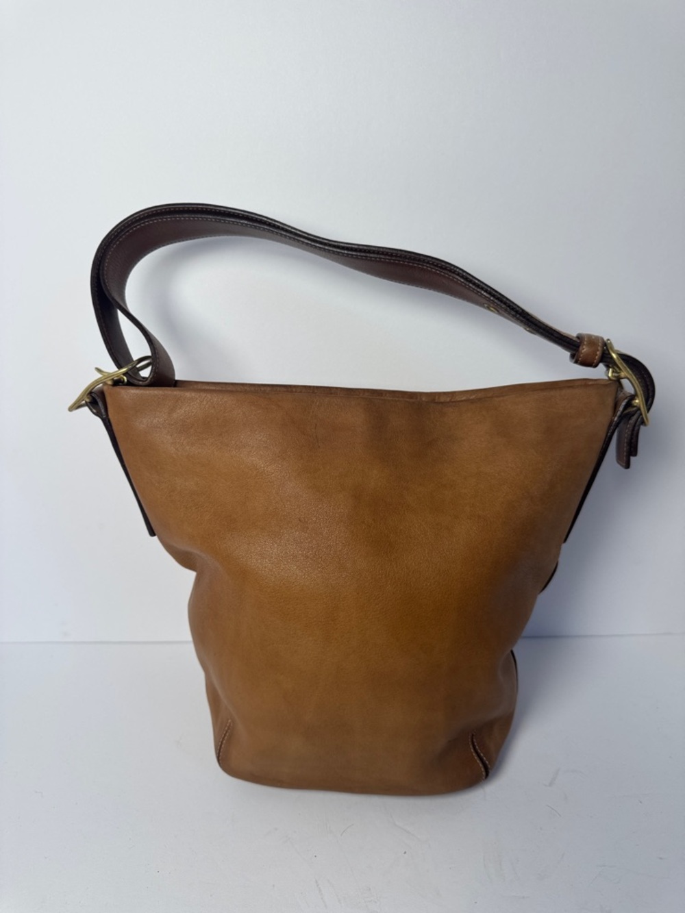 COACH Vintage Y2K 2002 Duffle Sac Bucket Bag Tan Leather Adjustable Shoulder Bag - Picture 2 of 16
